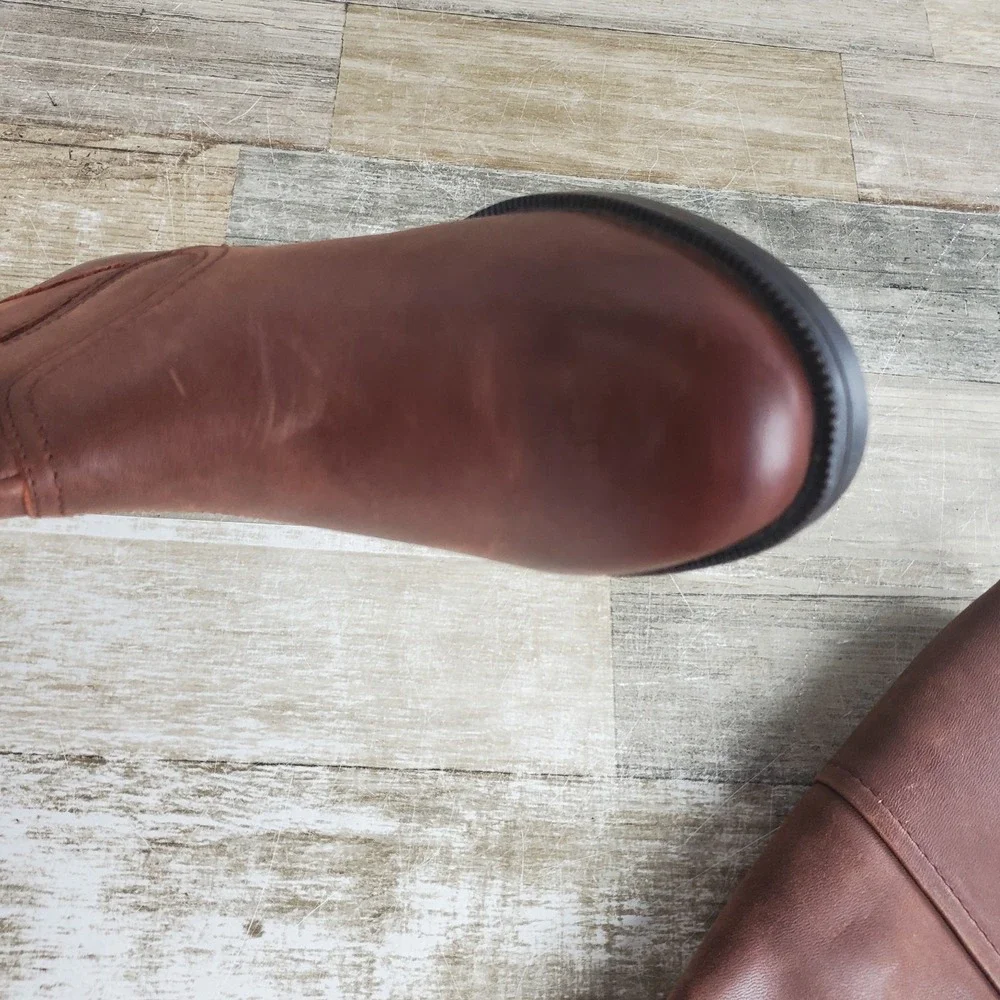 Clarks Adalynn Hope Womens Mid Calf Boots Sz 7.5 W British Tan Leather Side Zip